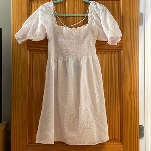 Hill House Dresses Hill House Athena White Sheer Swiss Dot Nap Mini Dress